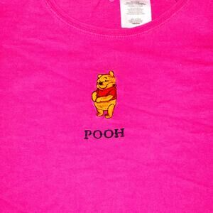 Winnie The Pooh T-Shirt Women's 18W/20W Pink 100% Cotton Short Sleeve Pullover